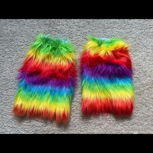 Rainbow boot covers leg warmers raves